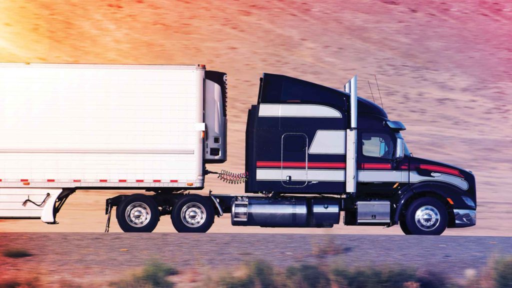 Semi Truck Driving on Highway